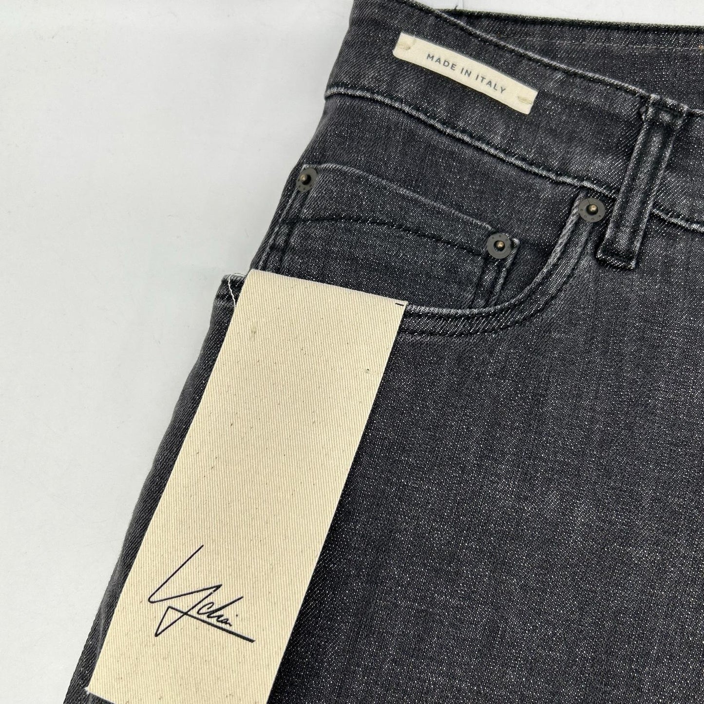 YCHAI ROBUSTO Washed Black Cotton Tapered Jeans Size 31