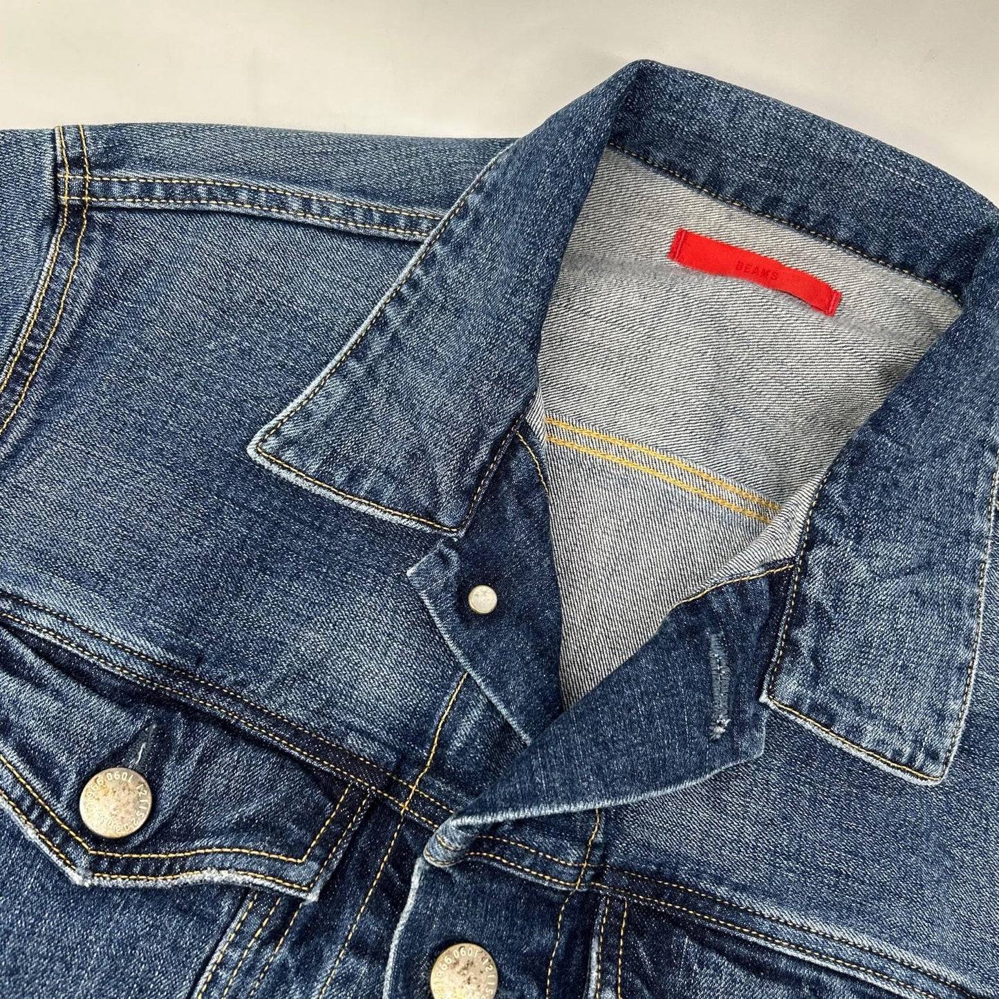 RED CARD BEAMS BMG001 Blue Metal Button Denim Jacket Size 2