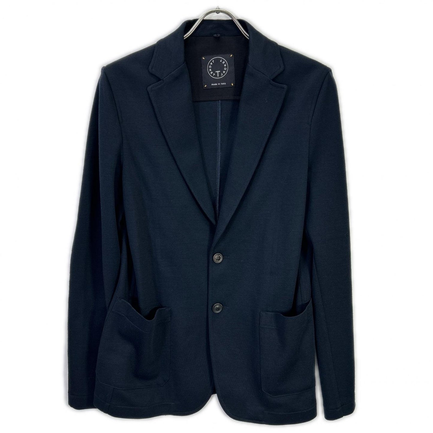 T-JACKET 51BA419J Navy Virgin Wool 2B Knit Blazer Size M