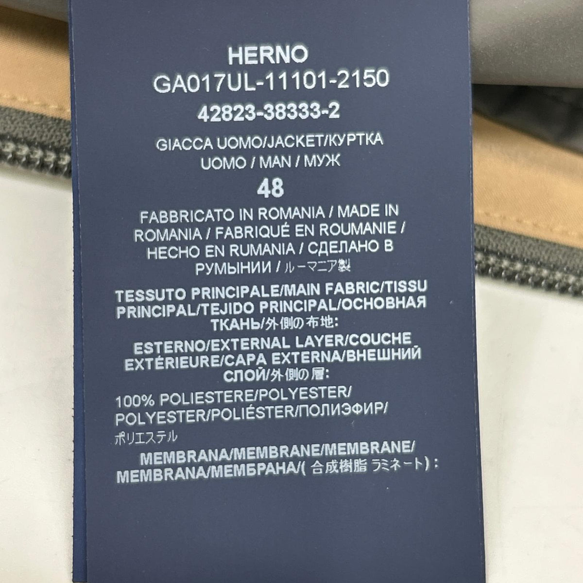 HERNO GA017UL 2019 Laminar 2-Layer Double Zip Coat Size 48