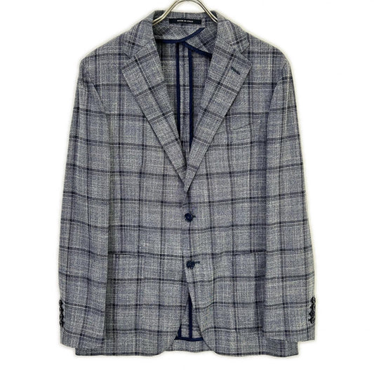 TAGLIATORE Wool Silk Check 2B Blazer Grey/Navy Size 50/R