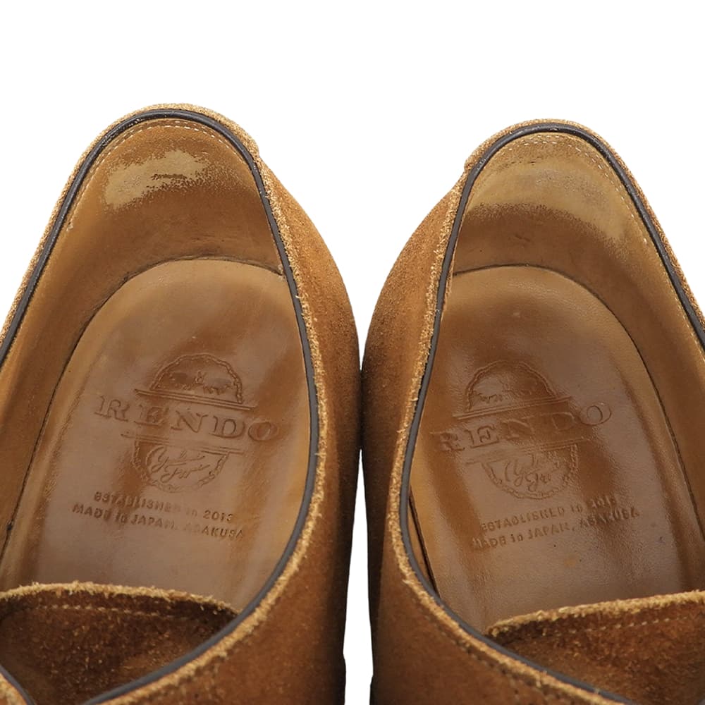 RENDO Suede Brogue Straight Tip Shoes Camel Sneakers