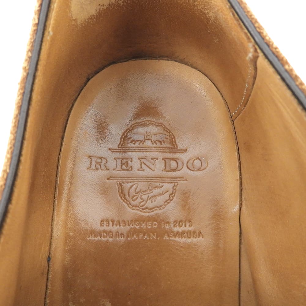 RENDO Suede Brogue Straight Tip Shoes Camel Sneakers