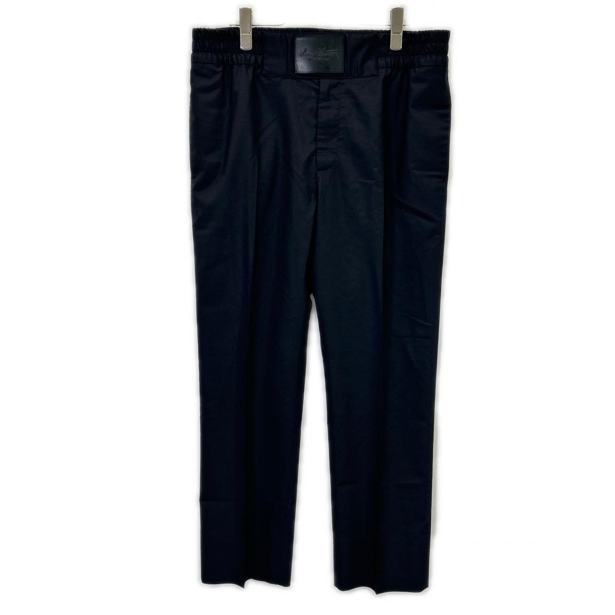 LOUIS VUITTON Leather Patch Wool Pants Black Size 42