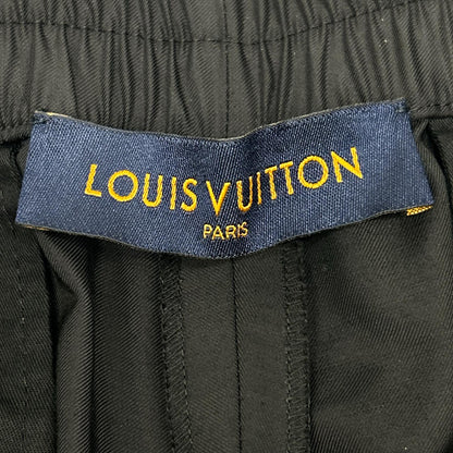 LOUIS VUITTON Leather Patch Wool Pants Black Size 42