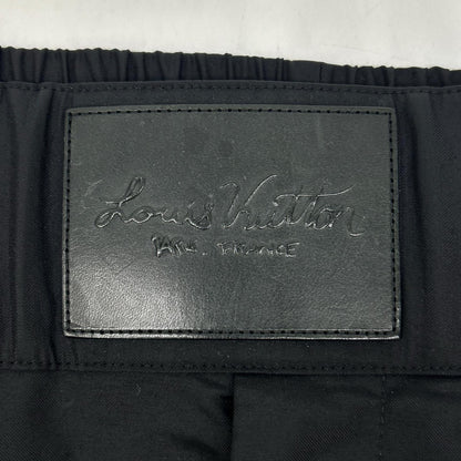 LOUIS VUITTON Leather Patch Wool Pants Black Size 42