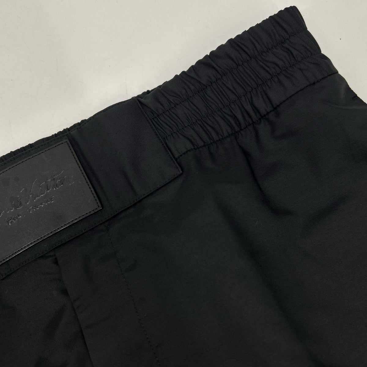 LOUIS VUITTON Leather Patch Wool Pants Black Size 42