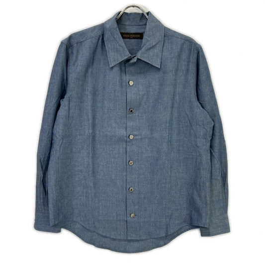 LOUIS VUITTON 16AW Silver Button Back Shirt Blue Size L