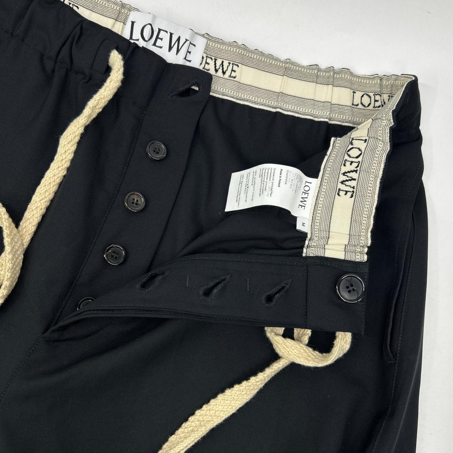 LOEWE Wool Drawstring Pants Black Size M