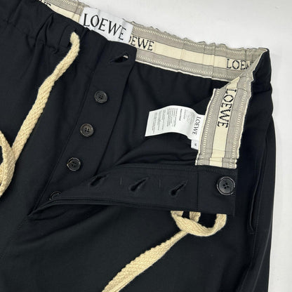 LOEWE Wool Drawstring Pants Black Size M