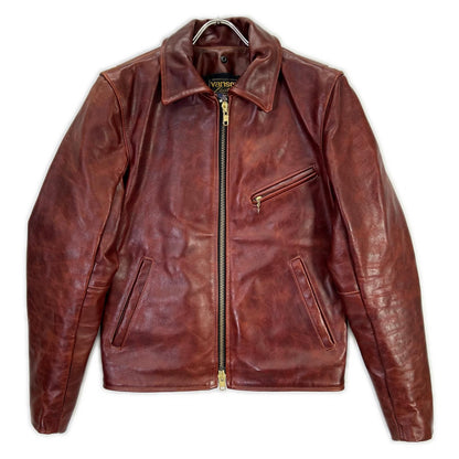 VANSON Brown 9D Octagon Leather Single Rider Jacket Size 36