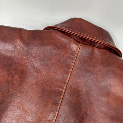 VANSON Brown 9D Octagon Leather Single Rider Jacket Size 36