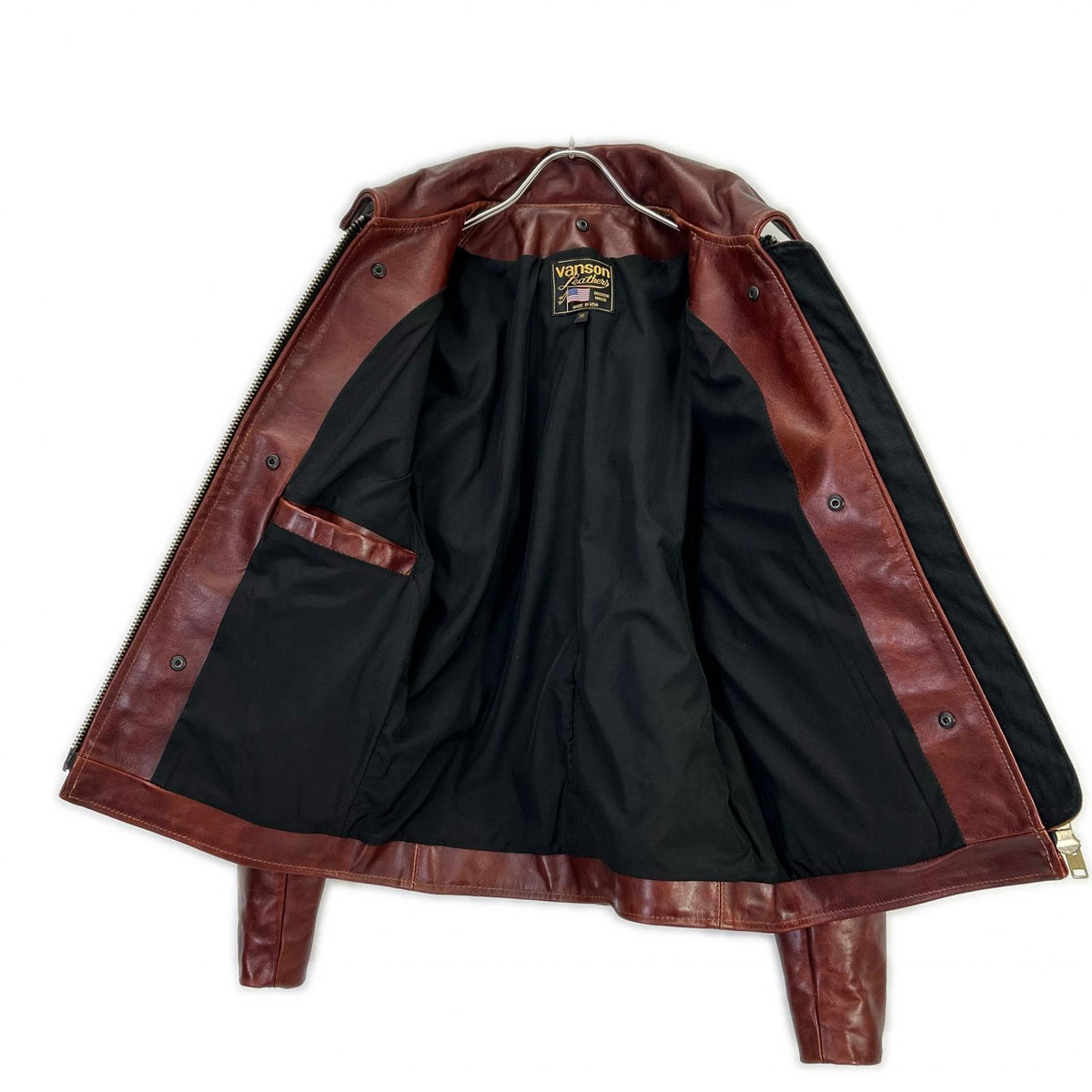 VANSON Brown 9D Octagon Leather Single Rider Jacket Size 36