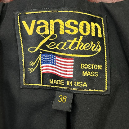 VANSON Brown 9D Octagon Leather Single Rider Jacket Size 36