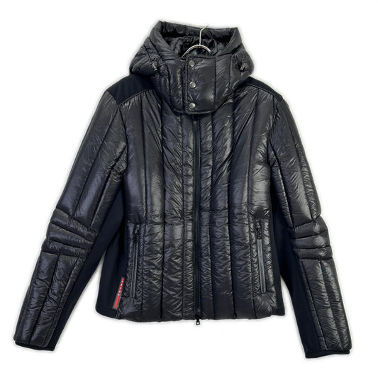 PRADA SPORT Nylon Paneled Down Jacket Black Size 52