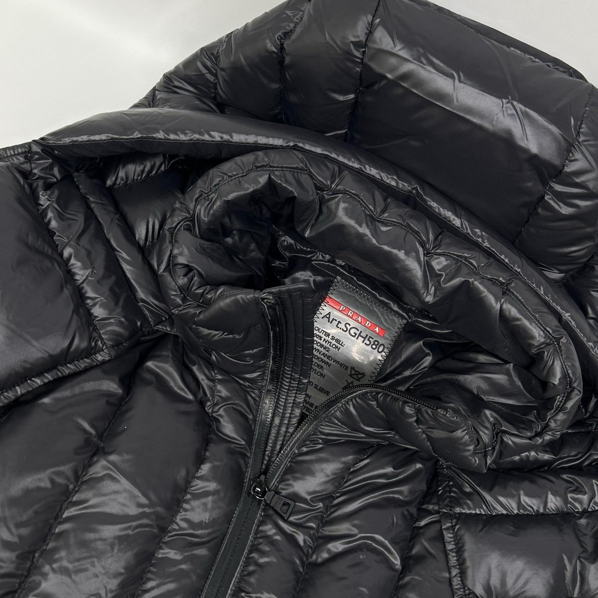 PRADA SPORT Nylon Paneled Down Jacket Black Size 52