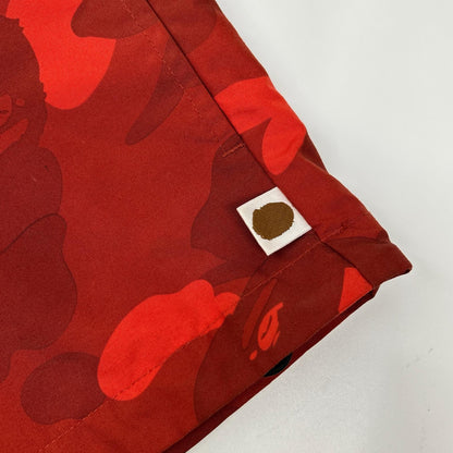 A BATHING APE Red Blue APE Camo Nylon Mountain Parka Jacket Size M