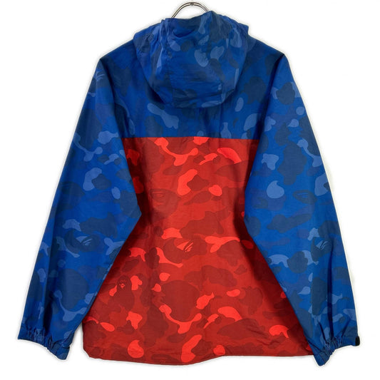 A BATHING APE Red Blue APE Camo Nylon Mountain Parka Jacket Size M