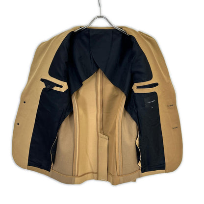 MRB CRAZY RIB Two-Tone 2-Button Blazer Beige Size IV