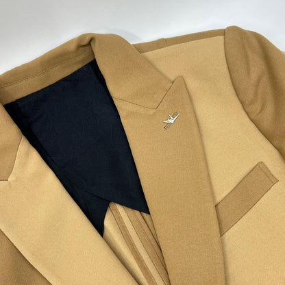 MRB CRAZY RIB Two-Tone 2-Button Blazer Beige Size IV
