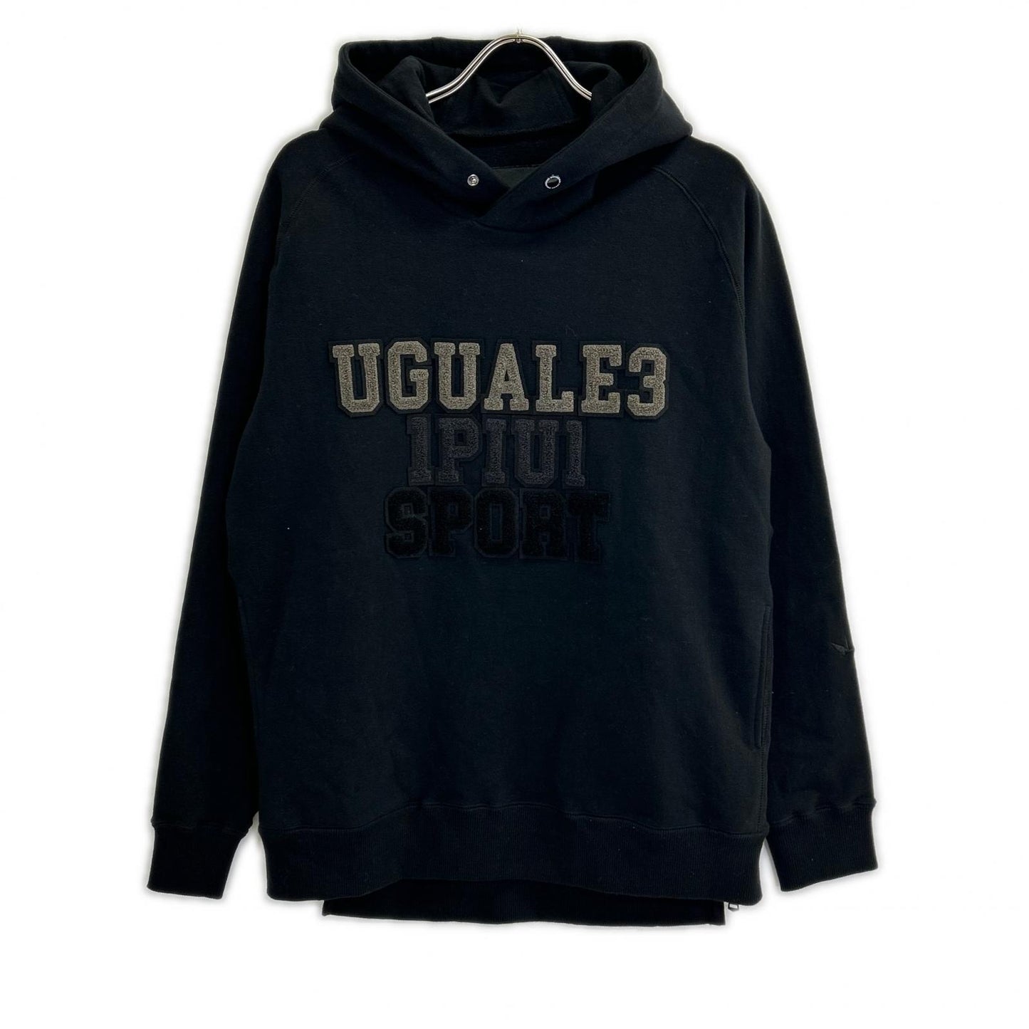 SPORT Classic Sweat Side Zip Pullover Hoodie Black Size IV