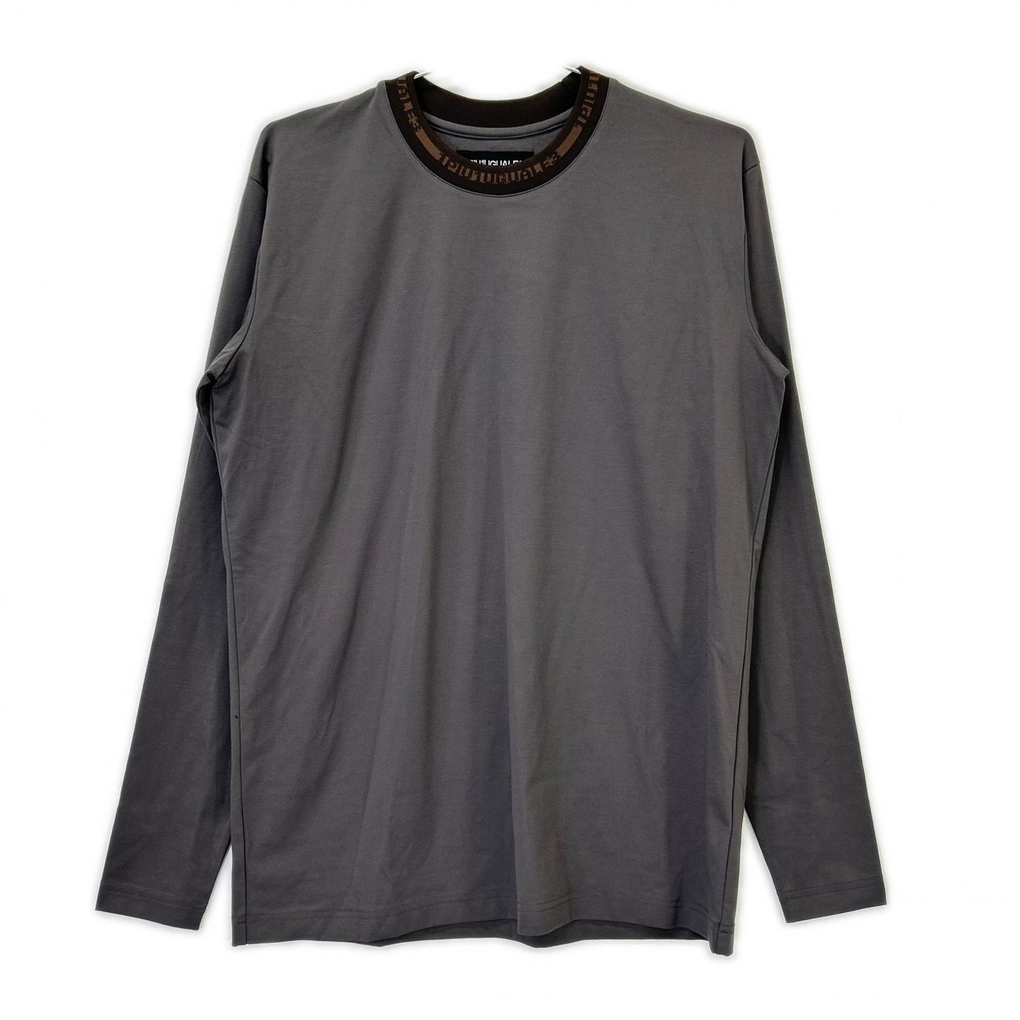 SPORT Comfortable Long Sleeve Rubber Back Logo T-Shirt Gray Size IV