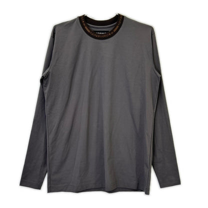 SPORT Comfortable Long Sleeve Rubber Back Logo T-Shirt Gray Size IV