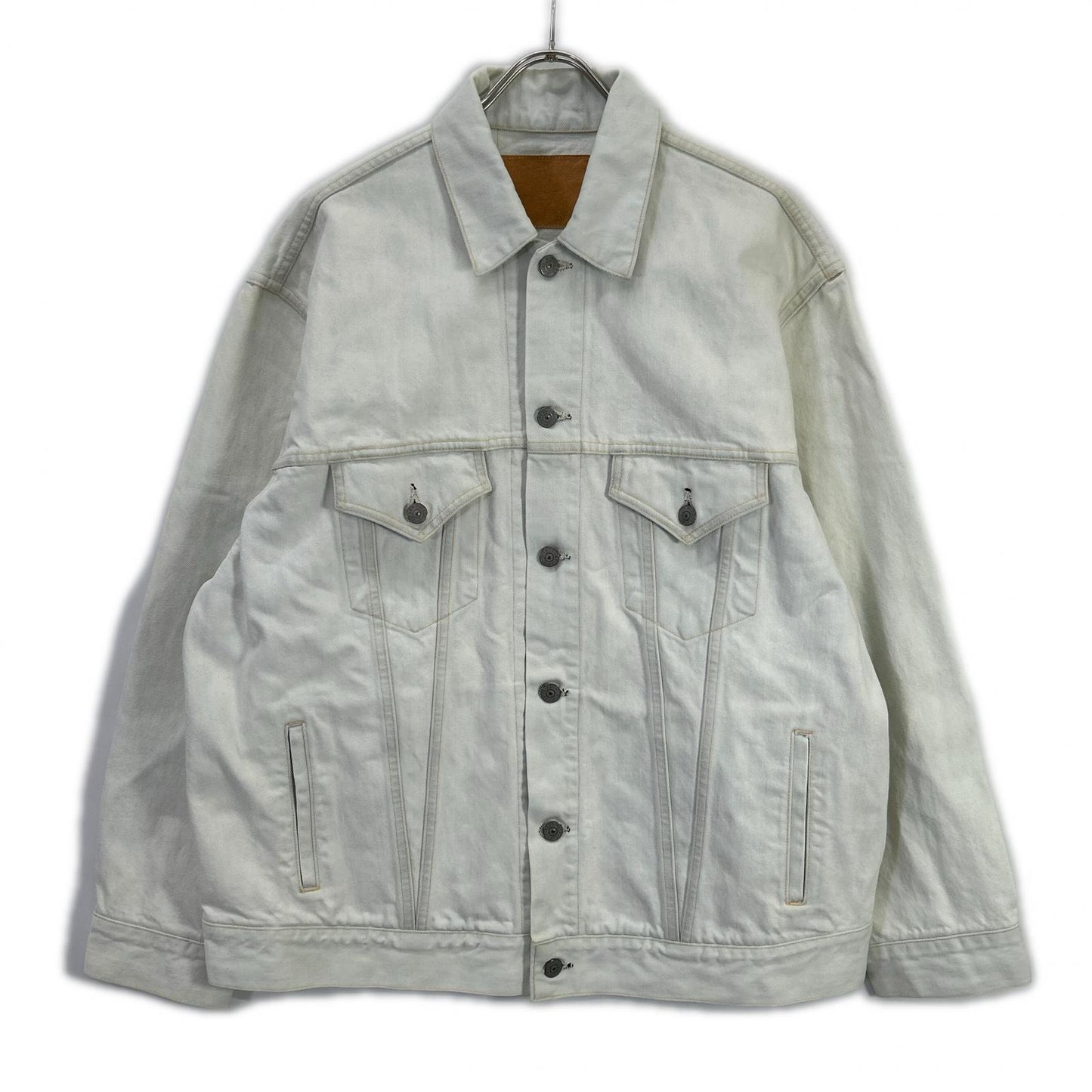 GOLD 14oz Denim Trucker Jacket Aged Model White Size 36