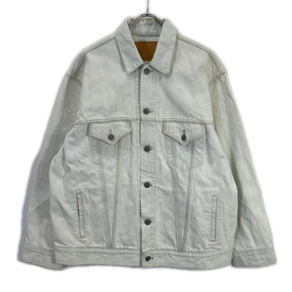 GOLD 14oz Denim Trucker Jacket Aged Model White Size 36