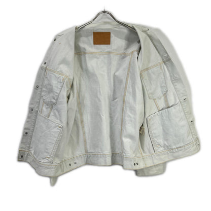 GOLD 14oz Denim Trucker Jacket Aged Model White Size 36