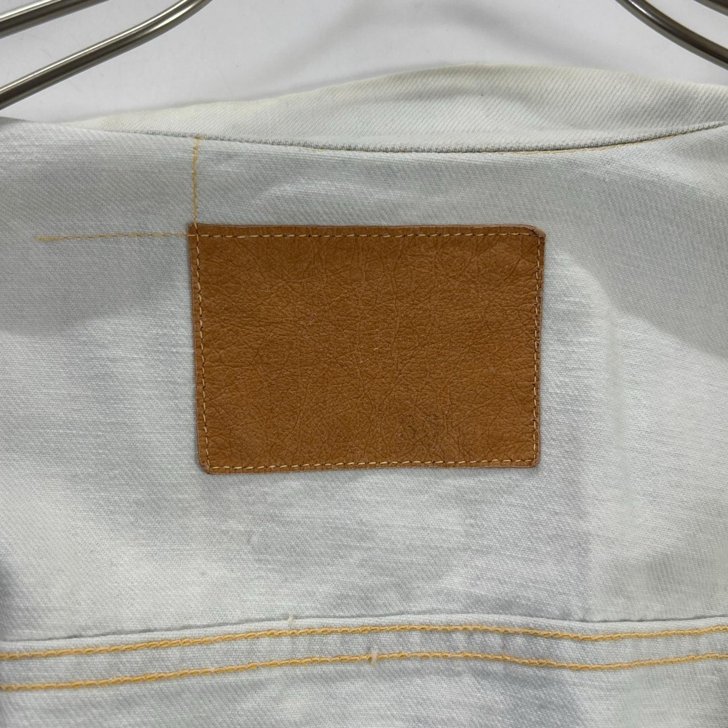 GOLD 14oz Denim Trucker Jacket Aged Model White Size 36