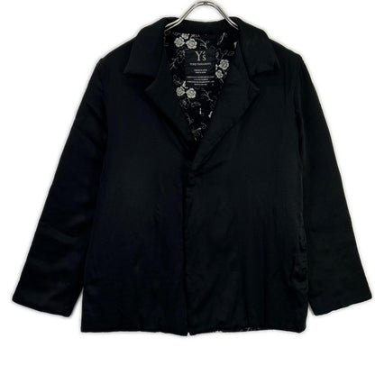 Y's Silk Wool Botanical Padded 1B Jacket Black Size 3