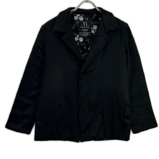 Y's Silk Wool Botanical Padded 1B Jacket Black Size 3