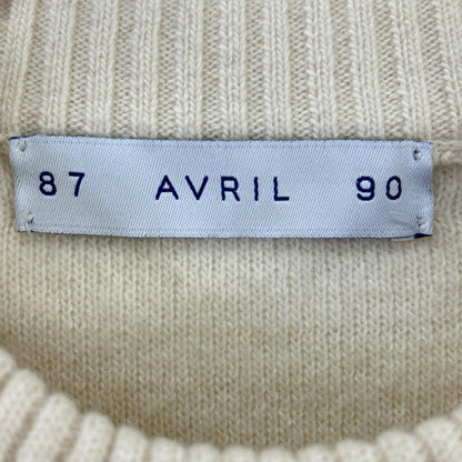 AVRIL Geometric Wool Cashmere Crew Neck Sweater White Size M