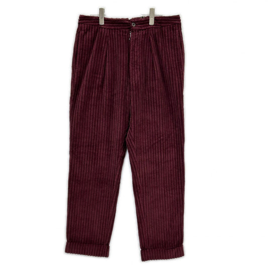 LARDINI Bordeaux Pile Corduroy Tapered Pants Red Size 46