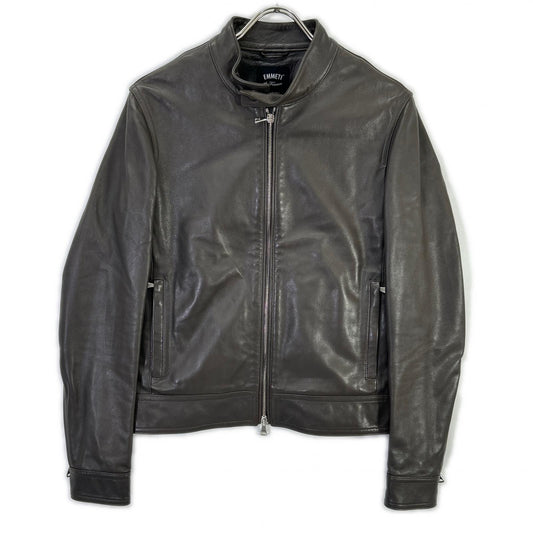 EMMETI Andrea Lamb Nappa Leather Rider Jacket Greige Size 44