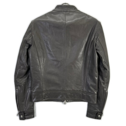 EMMETI Andrea Lamb Nappa Leather Rider Jacket Greige Size 44