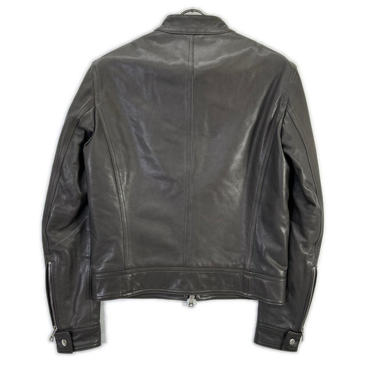 EMMETI Andrea Lamb Nappa Leather Rider Jacket Greige Size 44