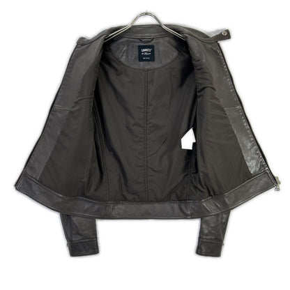 EMMETI Andrea Lamb Nappa Leather Rider Jacket Greige Size 44