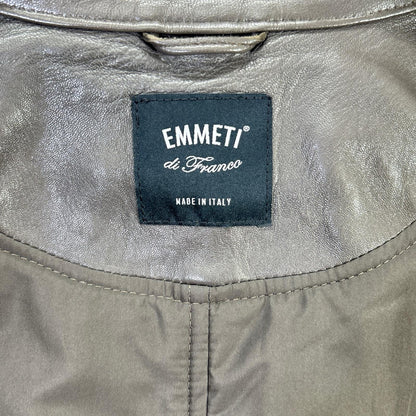 EMMETI Andrea Lamb Nappa Leather Rider Jacket Greige Size 44