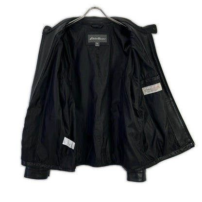 Eddie Bauer Black Lamb Leather Single Rider Jacket Size L
