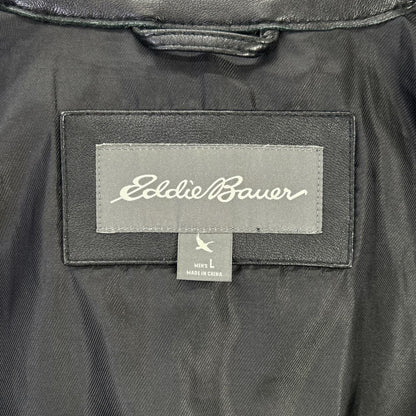 Eddie Bauer Black Lamb Leather Single Rider Jacket Size L