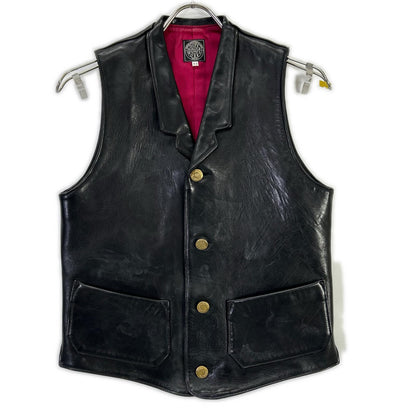 HOOPER WORKS Black Horsehide Leather Vest Size 36