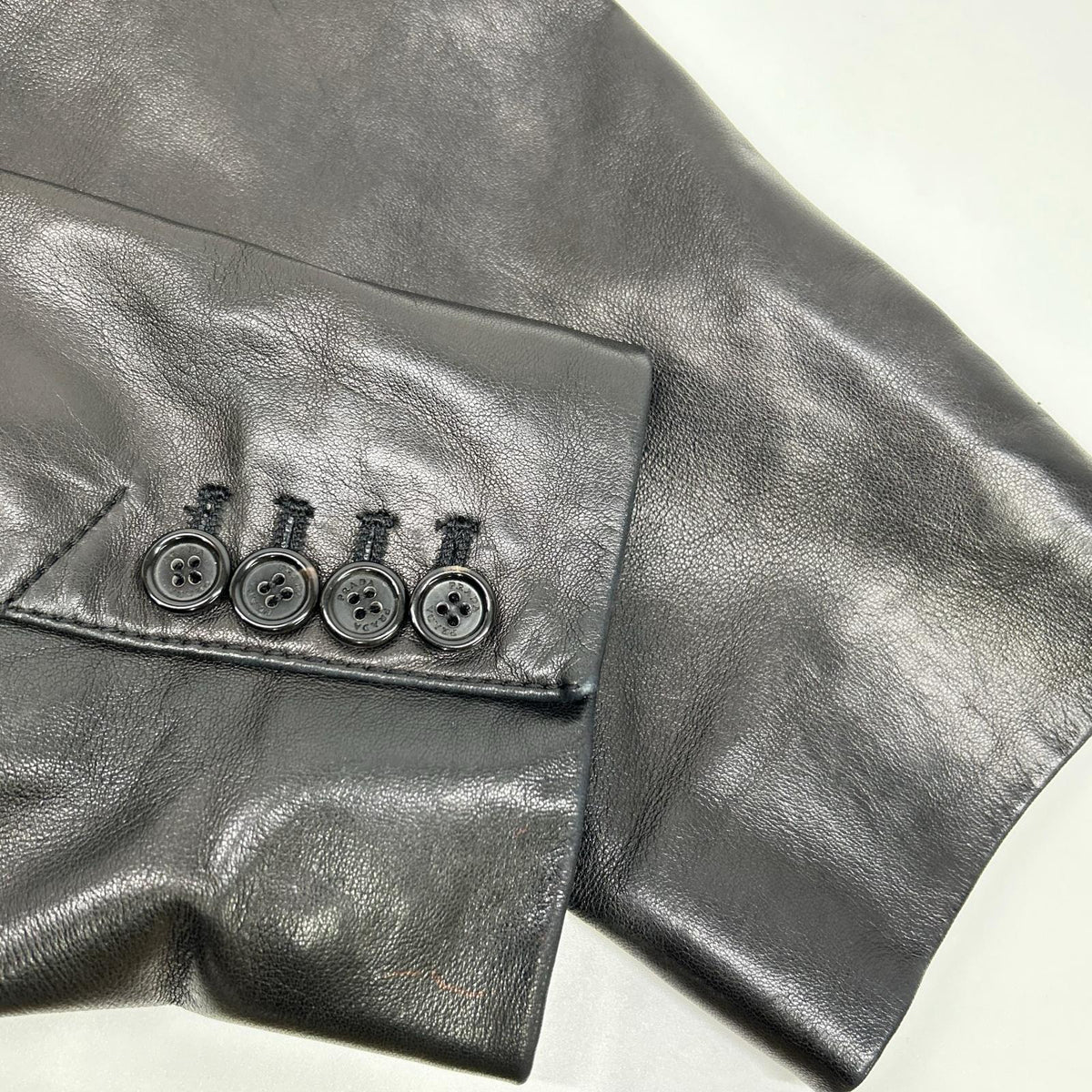 PRADA Leather Center Vent 2-Button Blazer Black Size 50