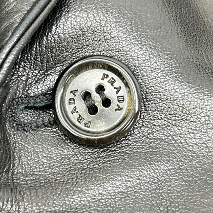 PRADA Leather Center Vent 2-Button Blazer Black Size 50