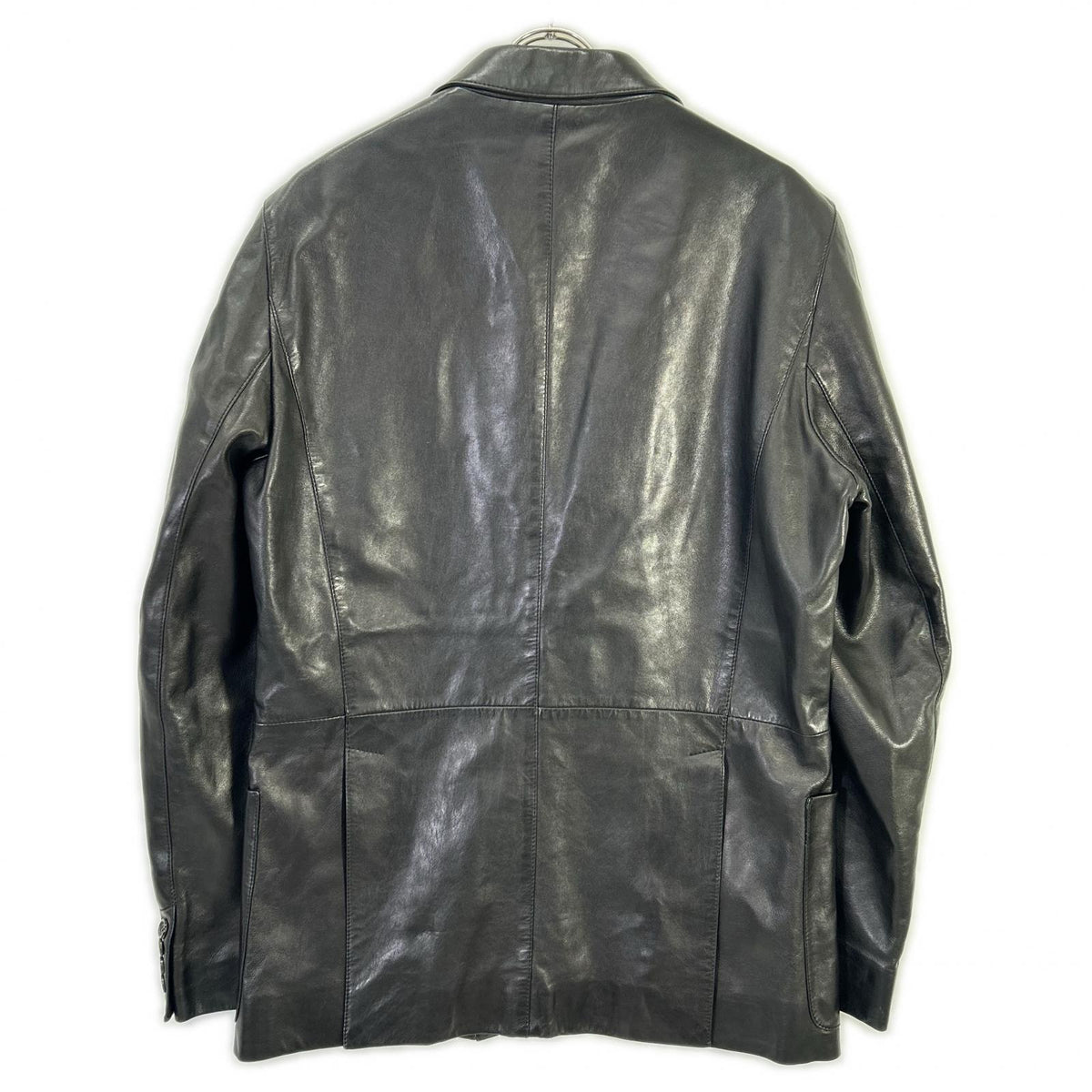 PRADA Leather Center Vent 2-Button Blazer Black Size 50