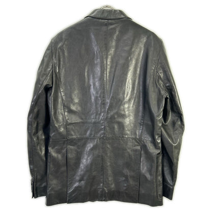 PRADA Leather Center Vent 2-Button Blazer Black Size 50