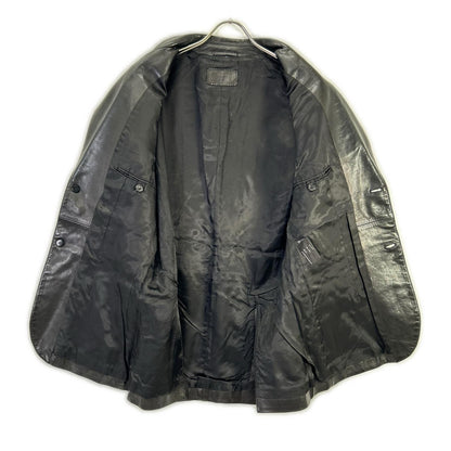 PRADA Leather Center Vent 2-Button Blazer Black Size 50