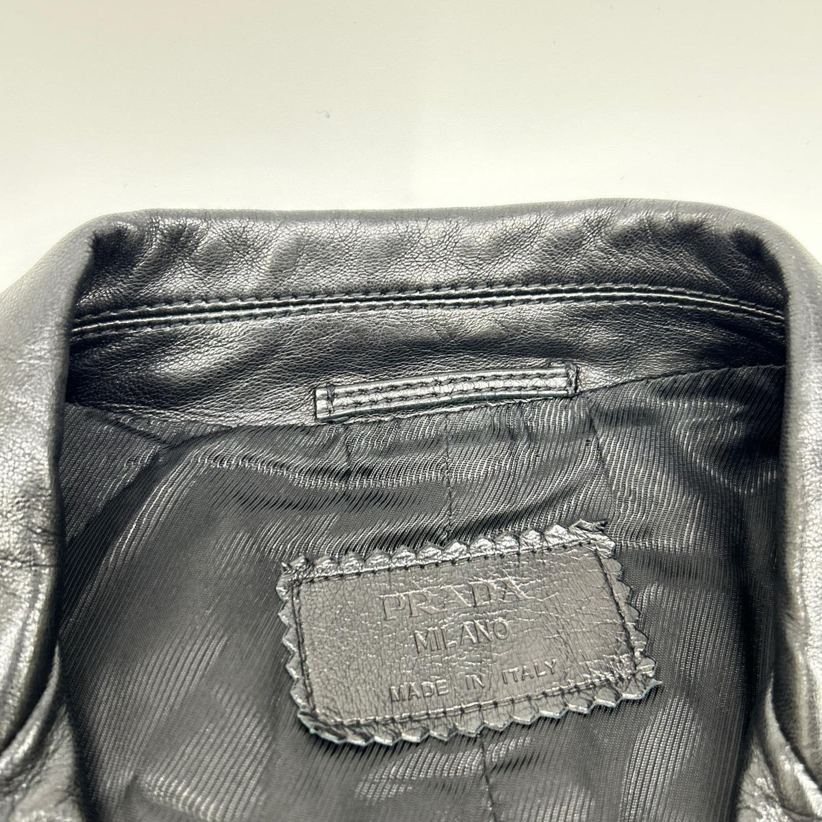 PRADA Leather Center Vent 2-Button Blazer Black Size 50
