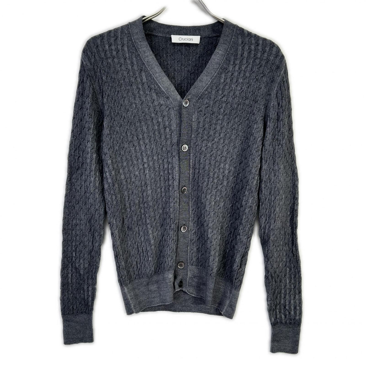 Cruciani 20FW Garment Dye Wool Cable Cardigan Gray Size 44